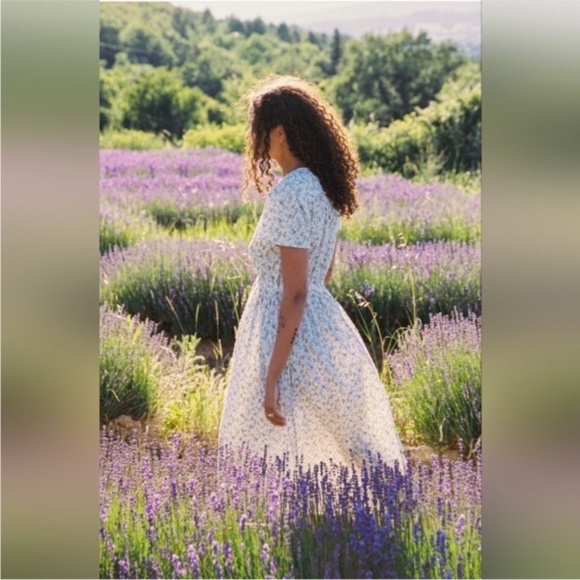 Christy Dawn Women’s Sebastian Floral Midi Dress in Black Wild Flower sz Large - Picture 5 of 9